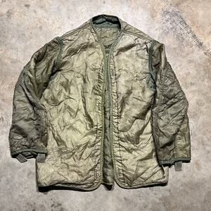 Vintage 80s Military Green Quilted Jacket Liner